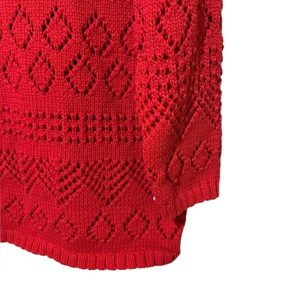 TALBOTS red 3/4 sleeve cotton blend tunic sweater size Large - Picture 3 of 6